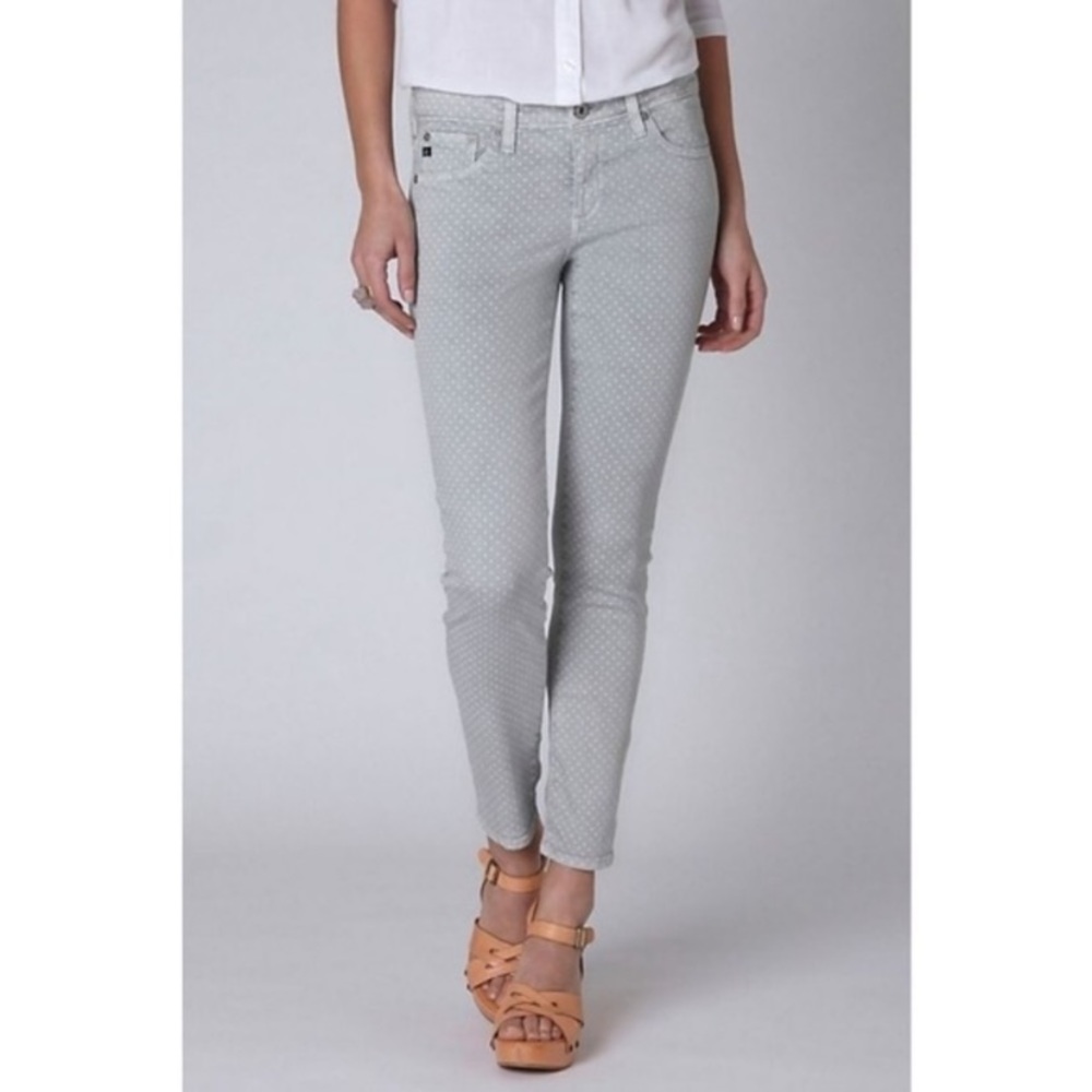 AG Adriano Goldschmied Jeans Polka Dot Gray White Pants the Stevie Ankle - 28 R
